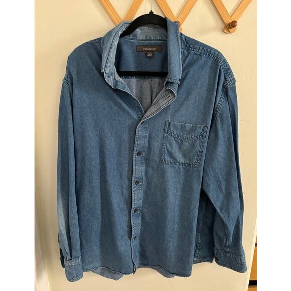 Croft & Barrow Shirt Men XL Blue Denim Casual Button Down Long Sleeve Collared - Picture 2 of 11